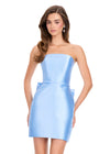 ASHLEYlauren 40024 Gown | Sky regal cocktail dress strapless with back waist cascading ruffle