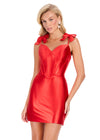 ASHLEYlauren 40040 Gown | Red flattering corset with zipper shimmer jersey mini dress