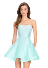 ASHLEYlauren 40043 Gown | Aqua strapless beaded cocktail dress