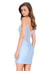 ASHLEYlauren 40046 Gown | Sky jersey cocktail dress with sheer beaded corset and beaded off shoulder straps