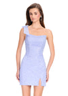 ASHLEYlauren 40050 Gown | Periwinkle feminine one shoulder cocktail dress beaded with a sweetheart neckline
