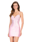 ASHLEYlauren 40055 Gown | Ice Pink elegant beaded jersey cocktail dress with plunge sweetheart neckline and open lace up back