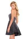 ASHLEYlauren 40056 Gown | Black glamorous beaded cocktail dress strapless with an overskirt