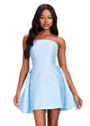 ASHLEYlauren 40056 Gown | Sky sophisticated beaded mikado cocktail dress strapless with an overskirt