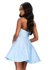 ASHLEYlauren 40056 Gown | Sky high rounded strapless neckline cocktail dress beaded with an overskirt