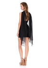 ASHLEYlauren 40060 Gown | Black full lace applique cocktail dress with a structured sheer corset and strapless sweetheart neckline