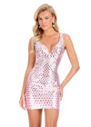 ASHLEYlauren 40062 Gown | Ice Pink flattering open back sequined cocktail dress with plunge neckline