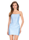 ASHLEYlauren 40063 Gown | Sky flattering strapless cocktail dress with a v back and fully beaded pattern