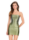 ASHLEYlauren 40071 Gown | Olive glamorous strapless beaded cocktail dress