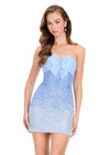 ASHLEYlauren 40077 Gown | Sky Ombre fitted beaded cocktail dress with sweetheart neckline and bow