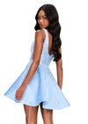 ASHLEYlauren 40081 Gown | Sky glamorous beaded mikado cocktail dress with plunge and v back