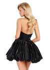 ASHLEYlauren 40082 Gown | Black deep plunge halter satin cocktail dress with an open back
