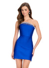 ASHLEYlauren 40084 Gown | Royal fitted strapless heavy jersey cocktail dress with shimmer trim accent neckline