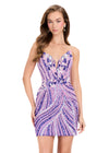 ASHLEYlauren 40091 Gown | Orchid lace up back strapless full beaded cocktail dress with intricate beaded pattern