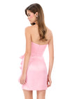 ASHLEYlauren 4933 Dress | Ice Pink taffeta strapless mini dress with ruching and ruffle details, showcasing a fitted, modern silhouette perfect for cocktail parties and special occasions. Back