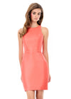 ASHLEYlauren 4948 | Coral fitted mini featuring structured silhouette and cascading ruffle bow