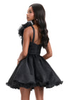ASHLEYlauren 4958 | Black one-shoulder dress with floral details Back