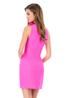 ASHLEYlauren 4967 | Hot-Pink jersey mini with cascading 3D floral appliqués and sleek fitted silhouette