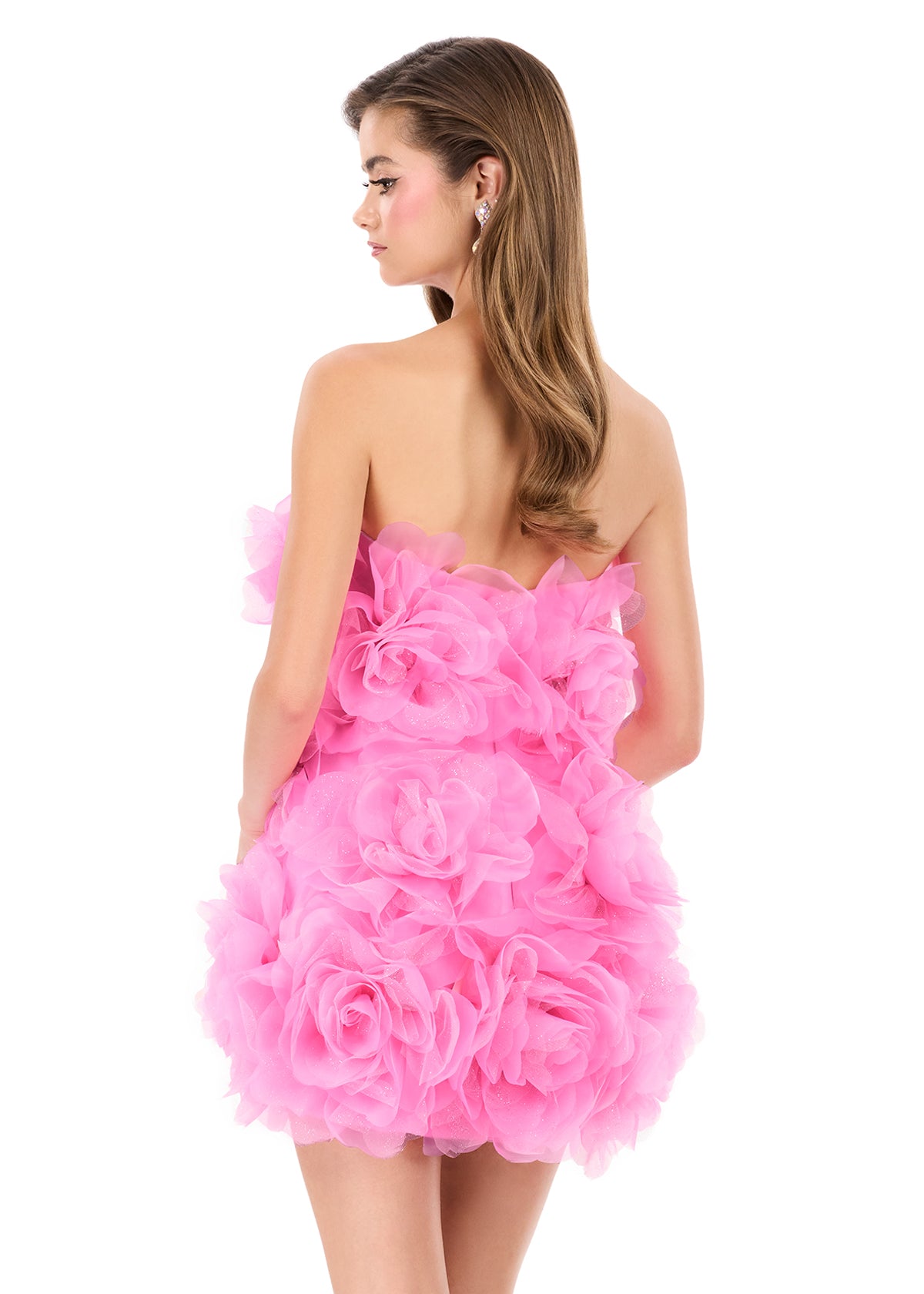 ASHLEYlauren Style 4968 Tulle Mini Dress with 3D Floral Accents