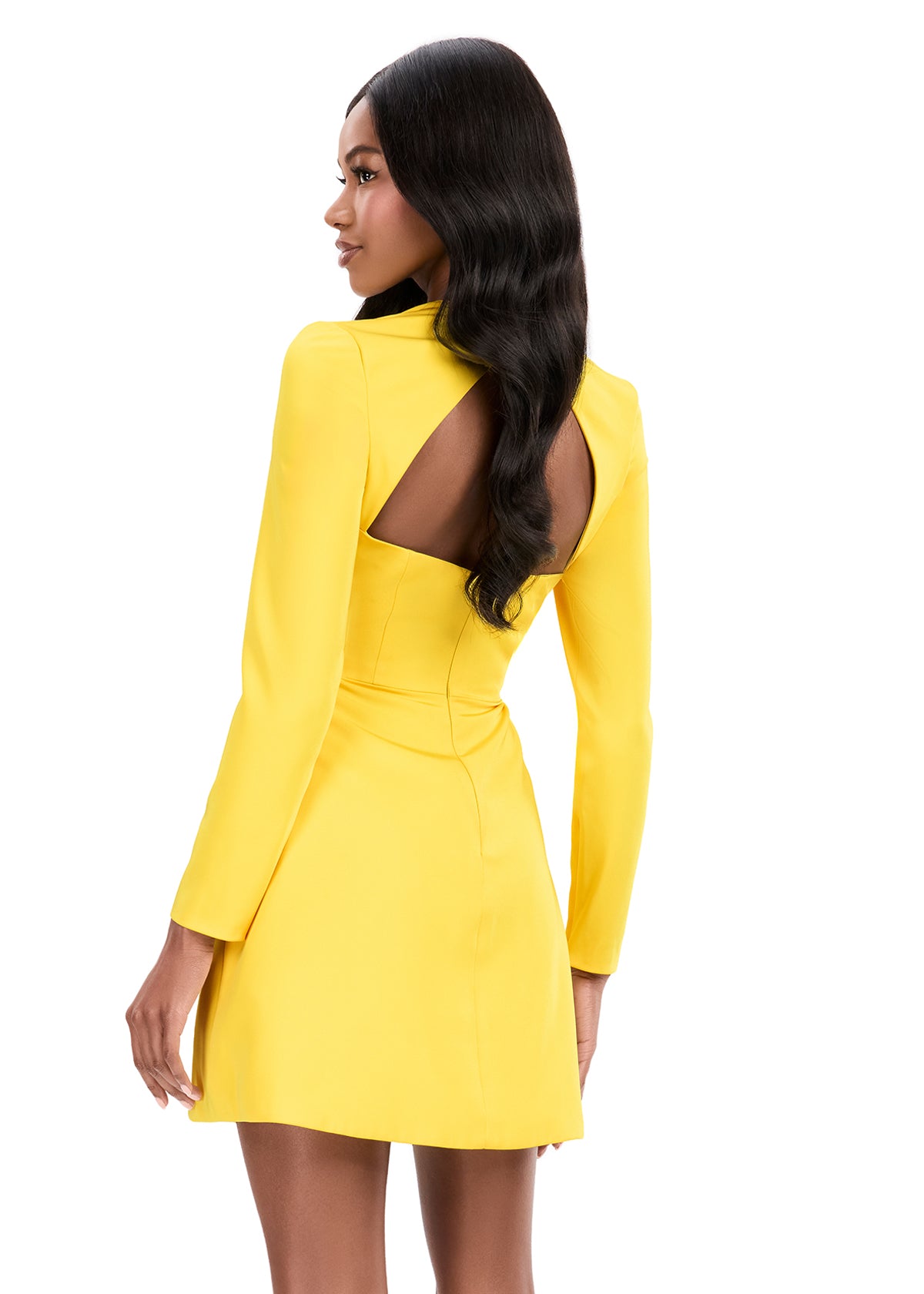yellow mini dress long sleeve ASHLEYlauren Style 4971 Crepe Dress Woman Stock Illustrations merch-boost The off Color:WASHED-SEAFOAM