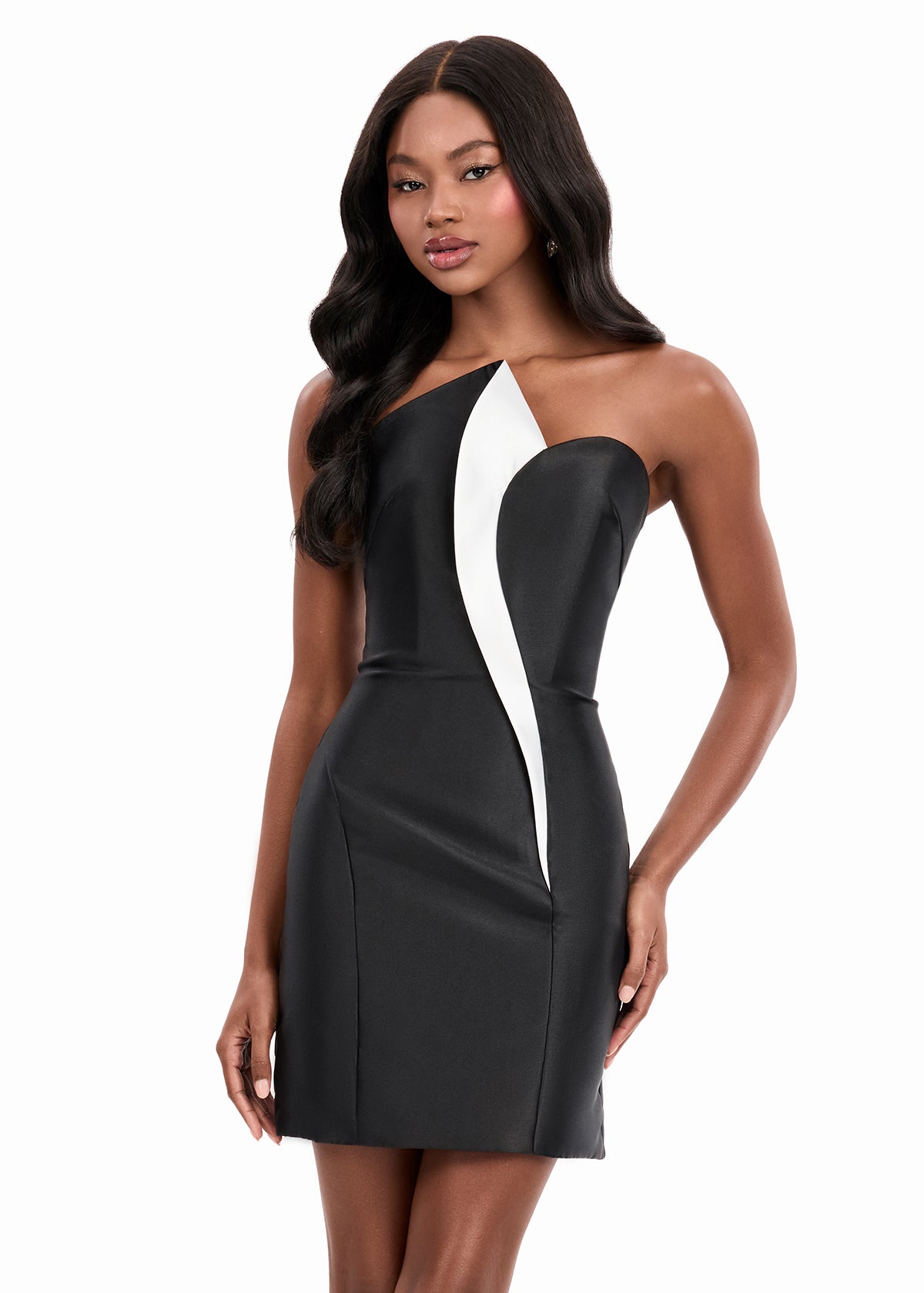 mini strapless dress formal ASHLEYlauren Style 4973 Strapless Mikado Mini Dress