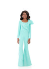 ASHLEYlauren 8327 | Aqua pageant jumpsuit with structured fit and modern finish