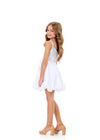 ASHLEYlauren 8328 | White beaded kids dress with scoop neckline and bubble skirt