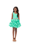 ASHLEYlauren 8329 | Aqua kids pageant dress with crystal strap and ruched silhouette