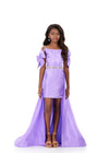 ASHLEYlauren 8330 | Orchid kids pageant gown with crystal bodice and flowing train