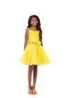 ASHLEYlauren 8331 | Yellow kids pageant dress with spaghetti straps and floral detail