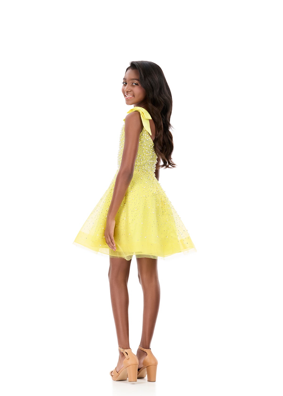 ASHLEYlauren Style 8332 Pearl Embellished Kids Formal Dress
