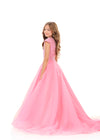 ASHLEYlauren 8334 | Candy-Pink organza ball gown with beaded bodice and voluminous skirt