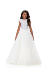 ASHLEYlauren 8334 | Ivory kids pageant gown with embellished bodice and flowing silhouette