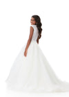 ASHLEYlauren 8334 | Ivory organza ball gown with cap sleeve bodice and full skirt