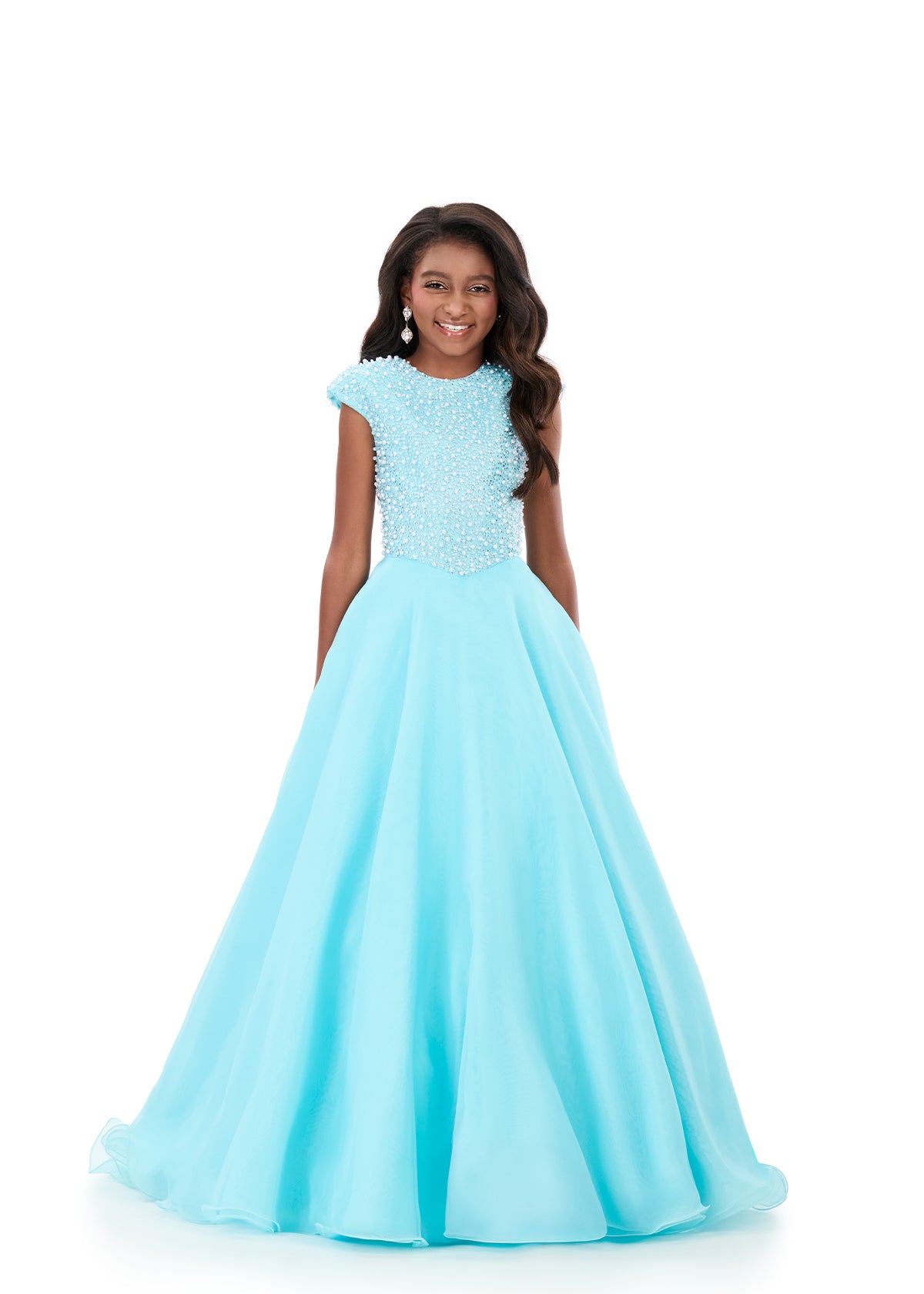 ASHLEYlauren Style 8334 Organza Pearl Embellished Kids Pageant Gown ASHLEYlauren Style 8334 Organza Pearl Embellished Kids Pageant Gown