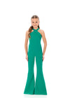 ASHLEYlauren 8336 | Emerald pageant jumpsuit with fitted waist and modern shape