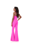 ASHLEYlauren 8336 | Fuchsia kids jumpsuit with halter neckline and flared pants