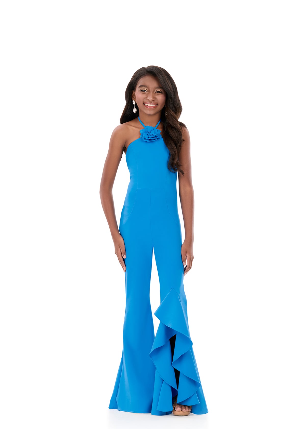 ASHLEYlauren Style 8337 Kids Scuba Jumpsuit with Floral Detail