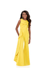 ASHLEYlauren 8341 | Yellow pageant jumpsuit with flared leg and fitted bodice