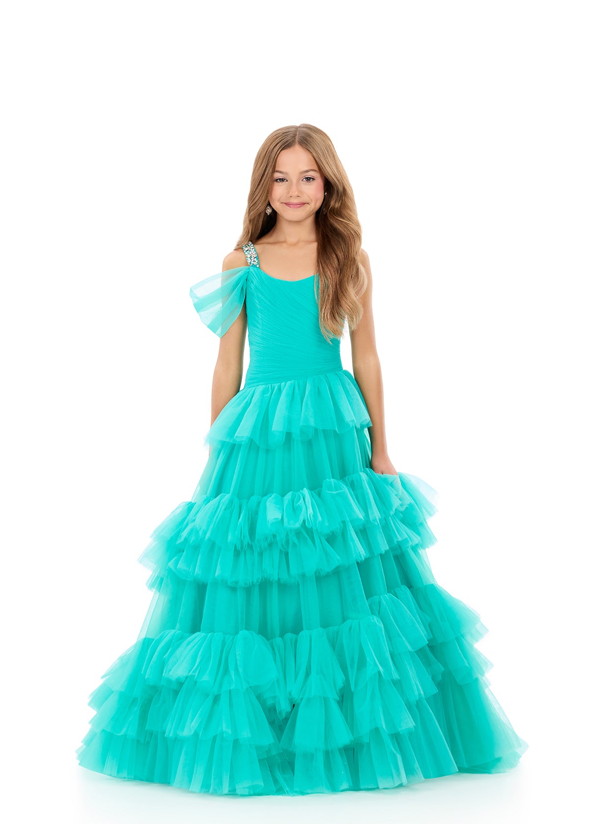 ASHLEYlauren Style 8342 Kids Layered Ruffled Tulle Ball Gown