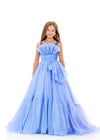 ASHLEYlauren 8345 | Periwinkle pageant gown with sparkle straps and full silhouette
