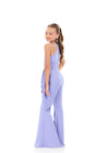 ASHLEYlauren 8347 | Periwinkle halter jumpsuit with flared pants and waist detail