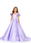 ASHLEYlauren 8349 | Lilac pageant gown with structured bodice and shimmering skirt