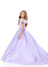 ASHLEYlauren 8349 | Lilac metallic mikado ball gown with bow straps and full silhouette