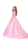 ASHLEYlauren 8349 | Pink metallic mikado ball gown with bow detail and voluminous skirt