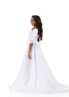 ASHLEYlauren 8351 | Multi-Ivory romper with detachable organza overskirt and bow detail