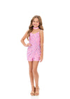 ASHLEYlauren 8352 | Lilac-Candy-Pink pageant romper with sparkle detail and fitted shape