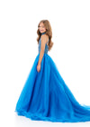 ASHLEYlauren 8355 | Peacock kids ball gown with halter bodice and voluminous skirt