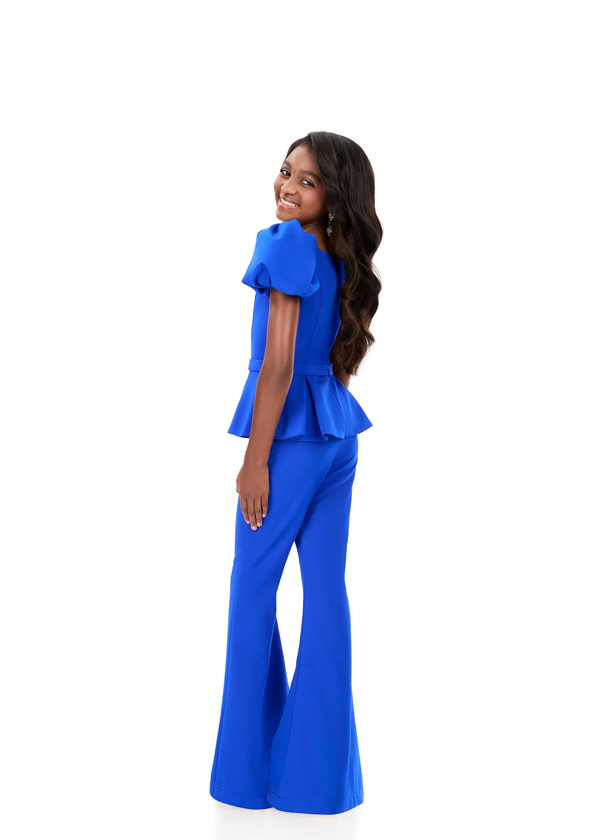 ASHLEYlauren 8358 - Kids Pageant Jumpsuit with Peplum Waist