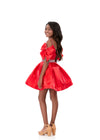 ASHLEYlauren 8360 | Red satin kids dress with bow detail and crystal waistband